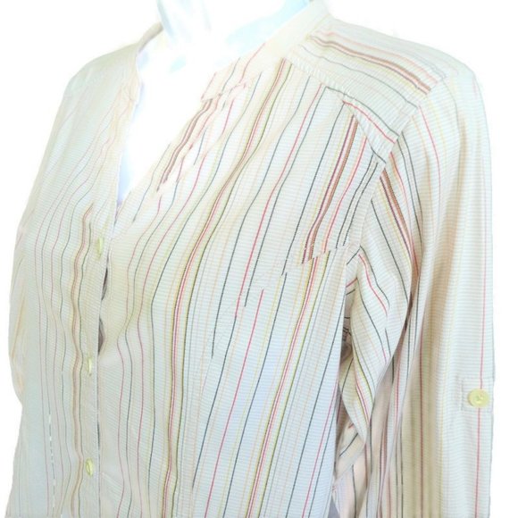Royal Robins Shirt Princess Stripes Stretch Hiking Half Sleeves Roll Tabs Zip S - Picture 2 of 8